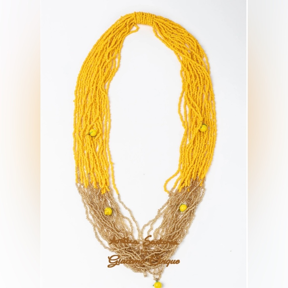 Antica Sartoria Beaded Necklace in Lemon Gold and yellow NWT Gorgeous